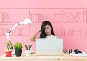 Young lady working at the office